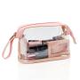 Gelory High Quality Travel Clear Makeup Bag Customized Logo Transparent Plastic PVC Zipper Cosmetic Toiletry Bag Waterproof