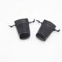 Luxury Black Leather Drawstring Cosmetic Pouch Round Bottom Gift Bags Dust Leather Dices Perfume Jewelry Bag