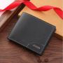 Men's short wallet, plain casual men's bag, fashionable two-fold coin purse, large capacity and multi-card slot men's money clip
