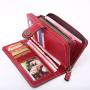 KBW536 New Hollow Coin Purse Female Oil Leather Cell Phone Bag Long Zipper Handbag Fashion Tri-fold Card Bag