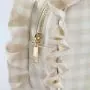 Keymay Hot Sale Rts Stock Cream Gingham Ruffle Cosmetic Bag Frilly Makeup Bag Checkered Makeup Bag Pleated Edge Pouch Cocmetic