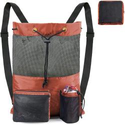 Gelory Nylon Beach Backpack Bag For Women Men Gym Backpack Drawstring Mesh Bag For Sports Dance Travel