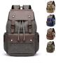 GW056 Wholesale Unisex Rucksack Laptop Vintage Leather Canvas Backpack For Men Outdoor Travel Double Shoulder Backpack