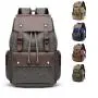 GW056 Wholesale Unisex Rucksack Laptop Vintage Leather Canvas Backpack For Men Outdoor Travel Double Shoulder Backpack
