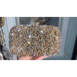 Wholesale Rhinestone Diamond Purse Golden Bling Party Shoulder Bag Wedding Purse Crystal Bag  Bling Glitter Purse Crown Bo