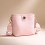 New woven pu leather tote bag lock buckle bucket bag fashion large capacity single shoulder crossbody bag for women