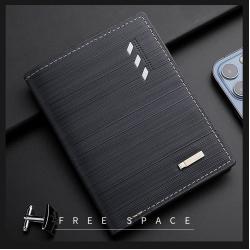 ZR654 Men Short Wallet Card Holder Card Positions Case Open Frosting Purse Retro Money Clip Billfold Dollars PU Open Wallet