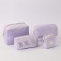 Keymay Designer Eco Friendly Girl Mini Cosmetic Bag Women Custom Terry Toilet Brush Bag  Zipper Closure Velvet Pouch
