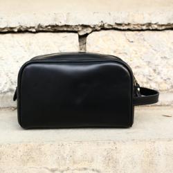 Double zipper men leather dopp kit leather wash bag organizer toiletry bag travel bag
