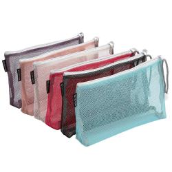 Gelory Portable Durable Travel Toiletry Pouch Nylon Mesh Cosmetic Makeup Organizer Bag with Zipper