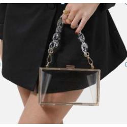 HR253 Luxury Women's Transparent Acrylic Bag Chain Crossbody Mobile Phone Box Small Square Bag Ladies Dinner Handheld Clutch Bag