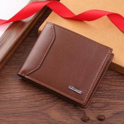 Men's Casual Thin Soft Wallet New Young Multi-Card Holder with Open Closure Fashion Stitching Waterproof Feature