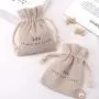 Eco-Friendly Small Natural Jute Jewelry Packaging Pouch Custom Logo Printed Reaycled Burlap Gift Jute Drawstring Bag