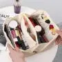 Custom Women Makeup Bag Pouch PU Leather Cosmetic Bags Large Capacity Partition Storage Waterproof Travel toiletry bag woman