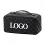 custom fashion designer large capacity luxury vintage plaid checkered pu leather pouch travel storage makeup cosmetic bags