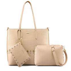 LOVEVOOK factory 2022 custom logo PU Leather Office Ladies Tote 3 pcs Bags Women HandBags Set