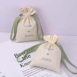 High Quality Cotton Canvas Gift Packaging Dust Bag Custom Natural Cotton Drawstring Jewelry Cosmetic Pouch
