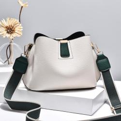 Simple and casual lychee patterned contrasting single shoulder crossbody bag