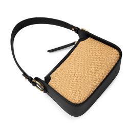 Custom Mini Purses And Handbags Napa Leather And Straw Woven Shoulder Bags Fashion Classic Style Beach Bags