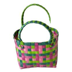 Beach Bag Colorful Woven Multi-Color Packing Belt Woven Basket Handbag
