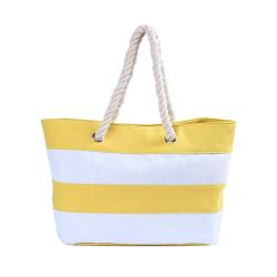 China Manufacturer Wholesale Fashion Rope Handle Stripe Canvas Beach Tote Bag