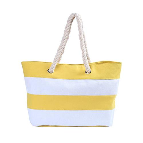 China Manufacturer Wholesale Fashion Rope Handle Stripe Canvas Beach Tote Bag