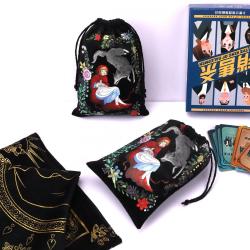 Factory Custom Black Velvet Material Tablecloth Tarot Bag Hot Stamping Drawstring Dices Poker Card Dust Pouch