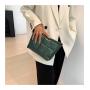 024 new embroidery line plaid small square bag Korean version of the trend of glossy women's bags small clutch bags casual tide