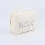 Keymay Wholesale  Embroidered Letter Patches Makeup Cosmetic Organizer Travel Nylon Zipper Waterproof Girls Custom Cosmetic Bag