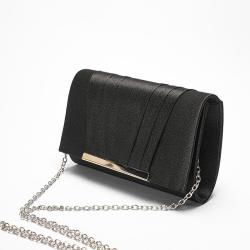 HR166 New Fashion Black Polyester Handbag Ladies Cross Body Luxury Clutch Bag Exquisite Show Evening Party Black Shoulder Bag