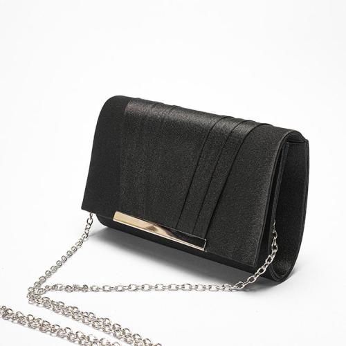 HR166 New Fashion Black Polyester Handbag Ladies Cross Body Luxury Clutch Bag Exquisite Show Evening Party Black Shoulder Bag