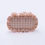 Keymay Custom embroidered letters Girls Cute Organizer Zipper Pouch Gingham Pouch Check Cosmetic Bag Ruffle Makeup Bag