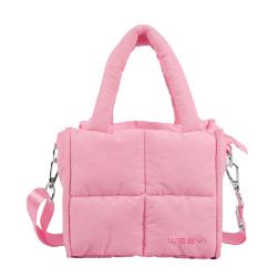 CHANGRONG Custom women lightweight waterproof Nylon Pink puffer tote bag quilted puffy handbag