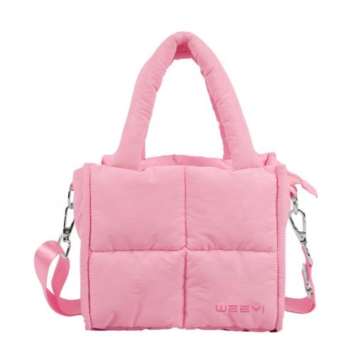 CHANGRONG Custom women lightweight waterproof Nylon Pink puffer tote bag quilted puffy handbag
