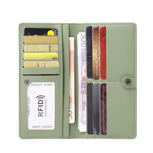 ZR577 RFID Women's Wallet Purse Trend Montage Horizontal Buckle Long Card Bag PU Business ID Wallet Card Holder Case Money Clip