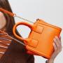Guangzhou Factory Price Fashion Orange customized color ladies Handbag Double Handle Pu leather Mini Women handbags