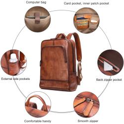 2023 hot selling  computer bag Genuine Leather Vintage Laptop Backpack for Men