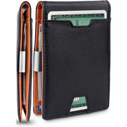 Rfid Men Front Pocket Wallet Leather Money Clip Card Holder Bifold Pu Leather Money Clip Wallet