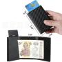 Custom Minimalist Wallet with ID Card Window Pop Up Front Pocket Wallet Genuine Leather Minimalist Card Holder