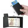Custom Minimalist Wallet with ID Card Window Pop Up Front Pocket Wallet Genuine Leather Minimalist Card Holder