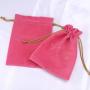 Custom Gold Logo Printing Velvet Gift Pouch Drawstring Velvet Flannel Perfume Cosmetic Perfume Pack Packing Velvet Jewelry Bag