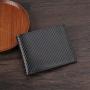 New style carbon fiber pattern large capacity money clip with multiple card slots, simple style, two-fold men's wallet