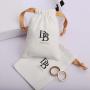 Custom Logo Printing Brush Canvas Earring Necklace Storage Bag Drawstring Luxury Soft Cotton Jewelry Pouch