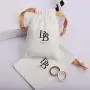 Custom Logo Printing Brush Canvas Earring Necklace Storage Bag Drawstring Luxury Soft Cotton Jewelry Pouch