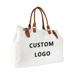 Designer Luxury Women Waterproof Extra Large Cotton Canvas Beach Bag with Leather Handle