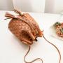 Factory supply women's bag embossed double tassel bucket bag wholesale 2024 Korean style new crossbody shoulder bag