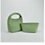 2024 New Braided Bag Fashion Bucket Bag Female Pu Candy Color Shoulder Handbag Trend Child Bag