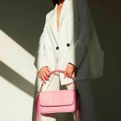 2024 NO Minimum Custom Metal Logo Hand Bags Strip Stitching Party Purse Fashion Women Tote Bags Ladies Handbags Shoulder Bag