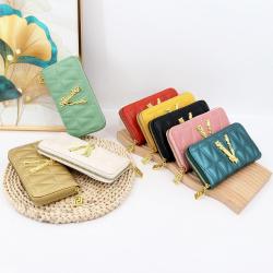 Fashion clutch bags long zipper cell phone clutch purse embroidery card wallet women designer long zipper ladies wallet  20 cm