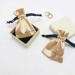 Custom Rose Gold Mini Satin Packaging Cosmetic Jewelry Bag Luxury Logo Printed Makeup Gift Dust Silk Satin Pouch